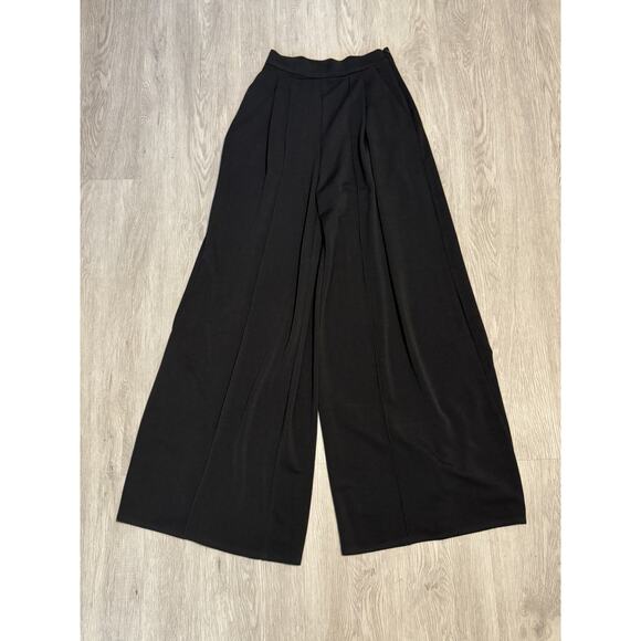 ABS Women’s Wide Leg Trousers Pants Pleated Front Side Zip Black Size 0 - Picture 1 of 8